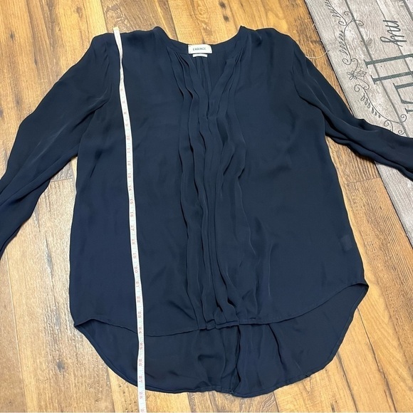 L’Agence Lauren Long Sleeve Pleated Silk Blouse Black Small D1 - Picture 6 of 8